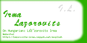 irma lazorovits business card